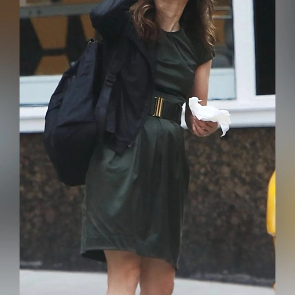 Shoshanna Cap Sleeve Belted Sheath Dress in Forest Green - Size 4 - Picture 1 of 7
